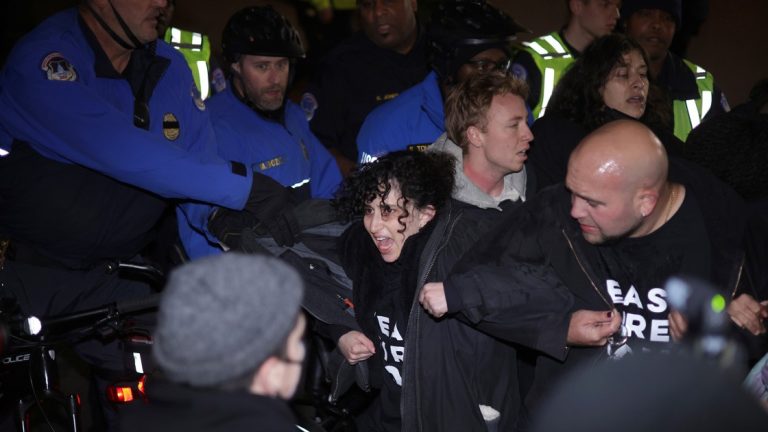 Police and pro-Palestinian protesters clash at DNC headquarters