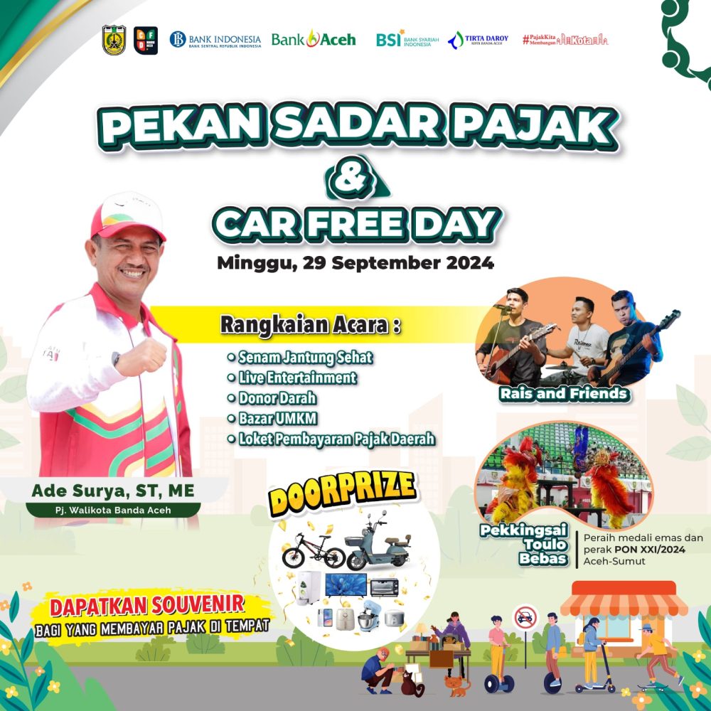 Pemko Banda Aceh Gelar Pekan Sadar Pajak di Vehicle Free Day, Hadiah Menarik dan Layanan Publik Disiapkan