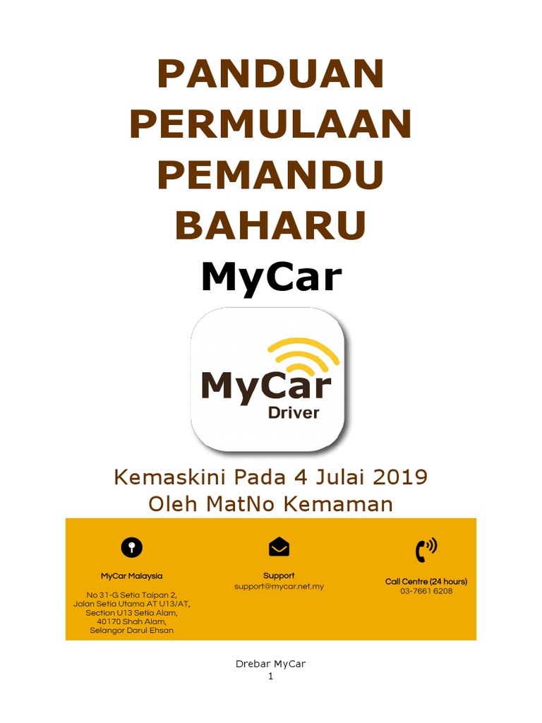 Panduan MyCar Bagi Pemandu Baharu